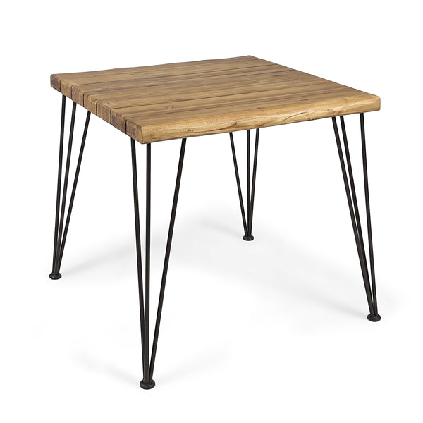 gdf studio Avy Indoor/Outdoor Industrial Acacia Wood Dining Table Teak and Rustic Metal