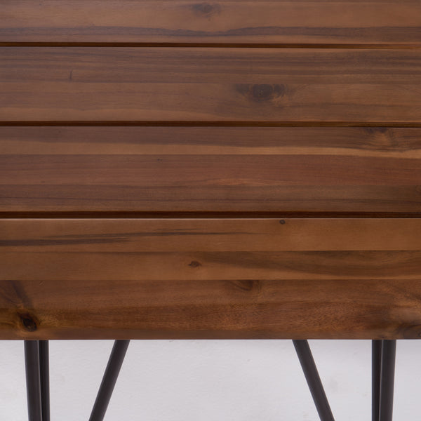 Gdf Studio Avy Outdoor Rustic Industrial Acacia Wood Accent Table With Metal Hairpin Legs Teak