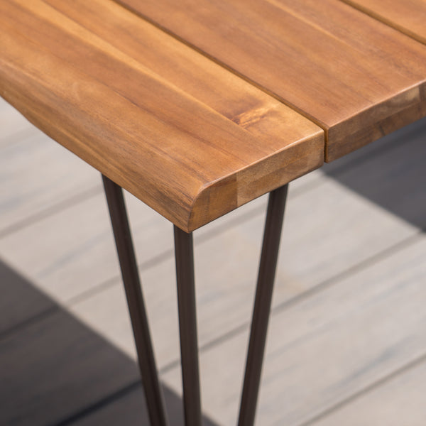 Gdf Studio Avy Outdoor Rustic Industrial Acacia Wood Coffee Table With Metal Hairpin Legs Teak