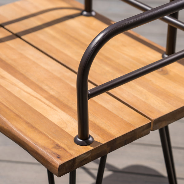 Gdf Studio Avy Outdoor Rustic Industrial Acacia Wood End Table Chat With Metal Hairpin Legs Teak