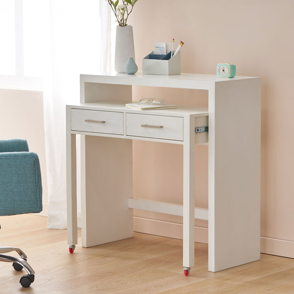 Gdf Studio Axelle Contemporary Mango Wood Secretary Desk With Storage White