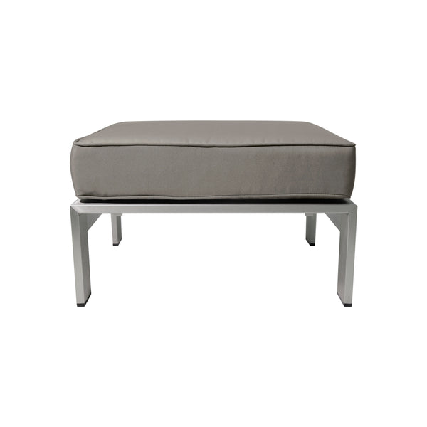 gdf studio Aya Coral Cushioned Auminum Ottoman Silver and Gray