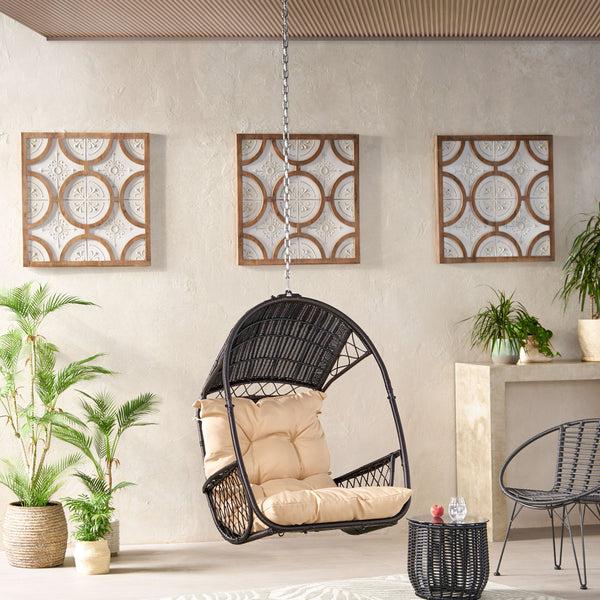 Gdf Studio Aydan Outdoor/Indoor Wicker Basket Hanging Chair (NO STAND)