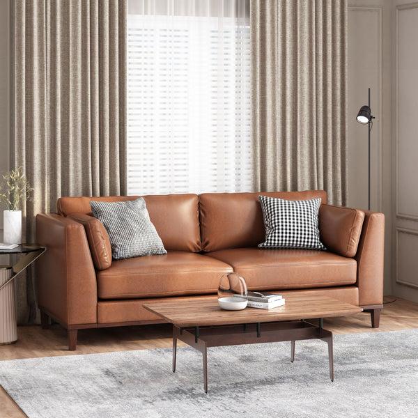 Gdf Studio Ayers Contemporary Faux Leather Upholstered 3 Seater Sofa