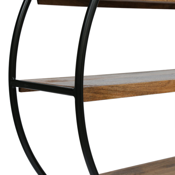 Gdf Studio Ayres Handcrafted Industrial Circular Mango Wood Shelf