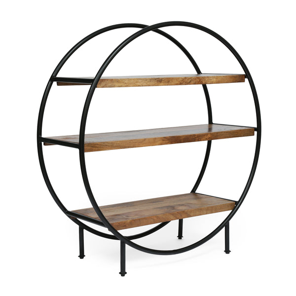 gdf studio Ayres Handcrafted Industrial Circular Mango Wood Shelf