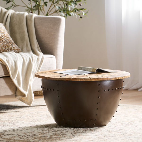 Gdf Studio Aysen Handcrafted Modern Industrial Mango Wood And Iron Coffee Table