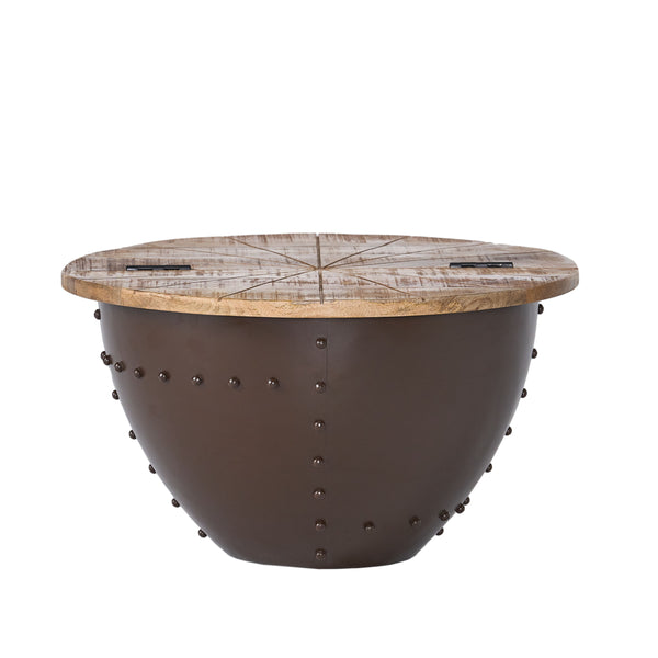 gdf studio Aysen Handcrafted Modern Industrial Mango Wood and Iron Coffee Table