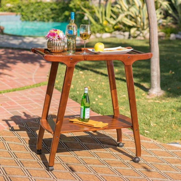 Gdf Studio Azule Outdoor Rich Mahogany Finished Acacia Wood Barcart