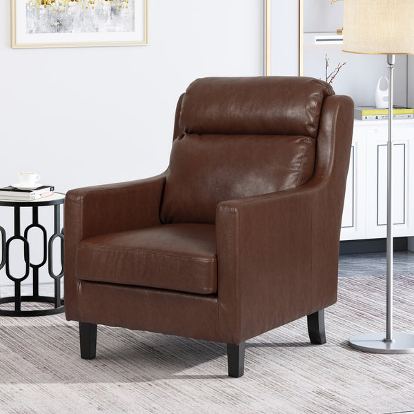 gdf studio Baden Contemporary Pillow Tufted Faux Leather Club Chair