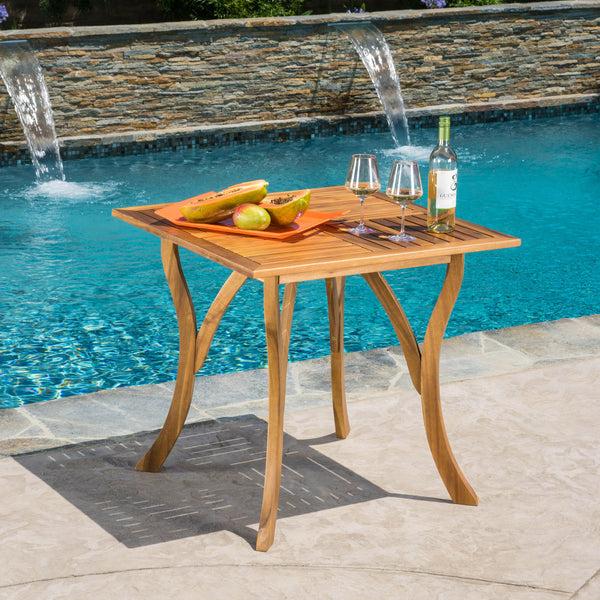Gdf Studio Baia Outdoor Acacia Wood Square Dining Table