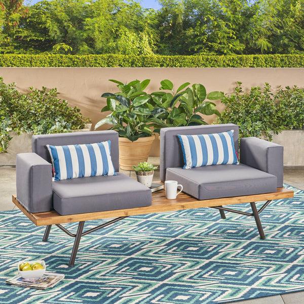Gdf Studio Baish Outdoor Acacia Wood 2 Seater Sofa Teak