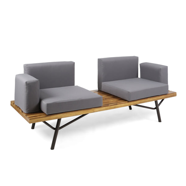 gdf studio Baish Outdoor Acacia Wood 2 Seater Sofa Teak