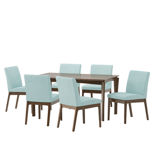 Gdf Studio Ballantrae Wood And Fabric 7 Piece Dining Set