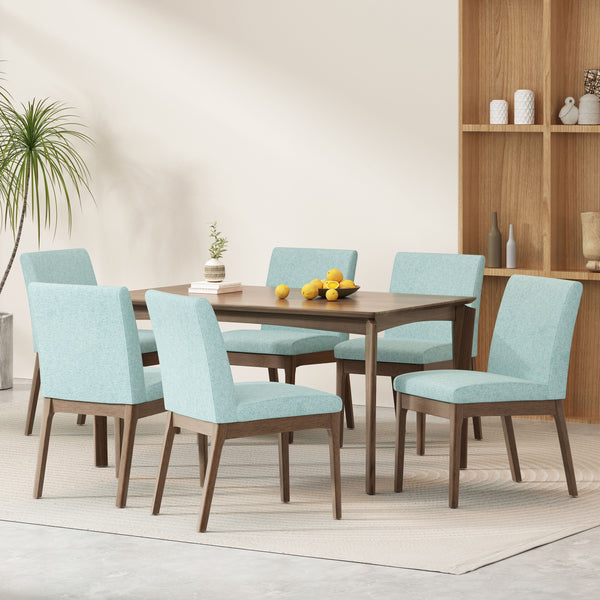 Gdf Studio Ballantrae Wood And Fabric 7 Piece Dining Set