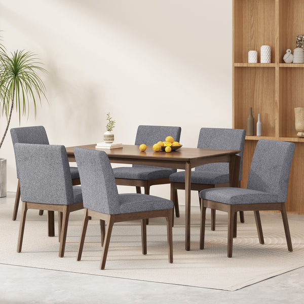 gdf studio Ballantrae Wood and Fabric 7 Piece Dining Set