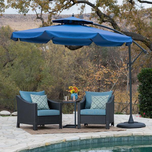 Gdf Studio Balrey Outdoor Navy Blue Water Resistant Canopy Sunshade With Base