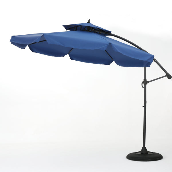 gdf studio Balrey Outdoor Navy Blue Water Resistant Canopy Sunshade with Base