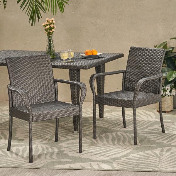Gdf Studio Bannon Outdoor Contemporary Wicker Dining Chair (Set Of 2)