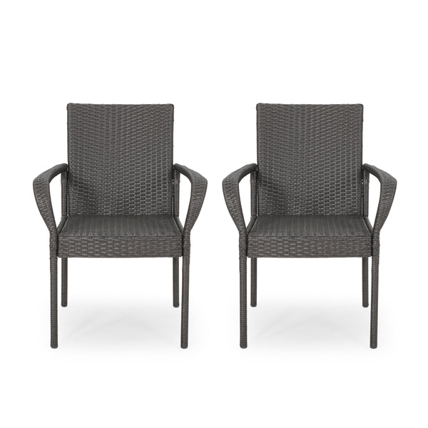 gdf studio Bannon Outdoor Contemporary Wicker Dining Chair (Set of 2)