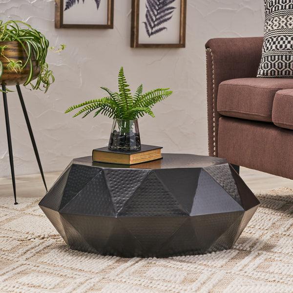 Gdf Studio Barger Handcrafted Modern Aluminum Polygonal Coffee Table Black