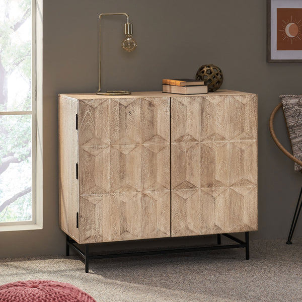 Gdf Studio Barnsley Handcrafted Boho Mango Wood Cabinet