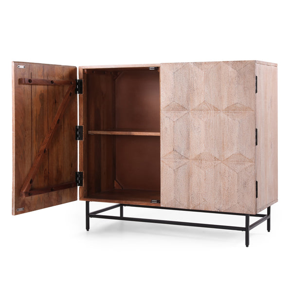 Gdf Studio Barnsley Handcrafted Boho Mango Wood Cabinet