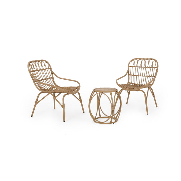 Gdf Studio Barrister Outdoor Wicker 3 Piece Chat Set