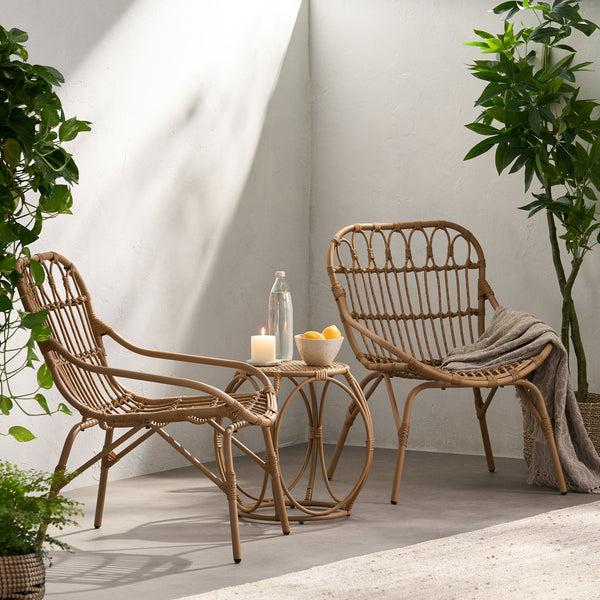 Gdf Studio Barrister Outdoor Wicker 3 Piece Chat Set