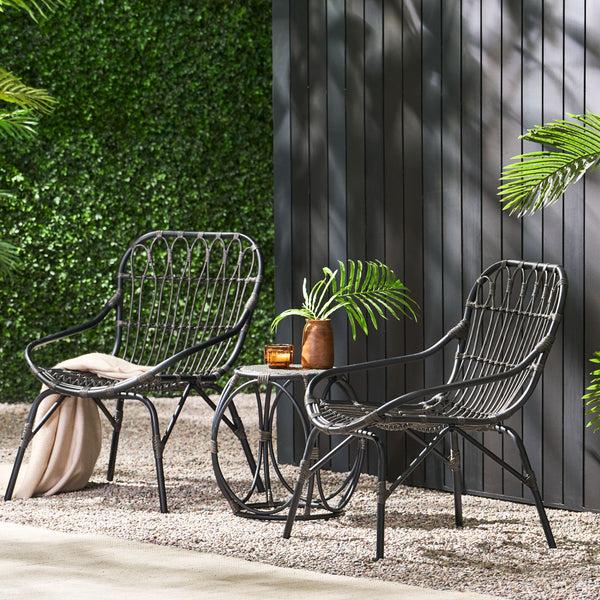 gdf studio Barrister Outdoor Wicker 3 Piece Chat Set