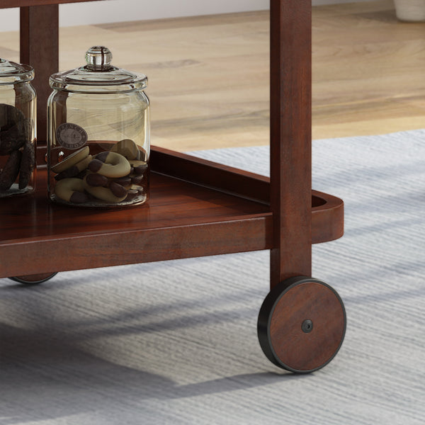 Gdf Studio Bartlet Indoor/Outdoor Acacia Wood 3 Tiered Bar Cart Brown Mahogany