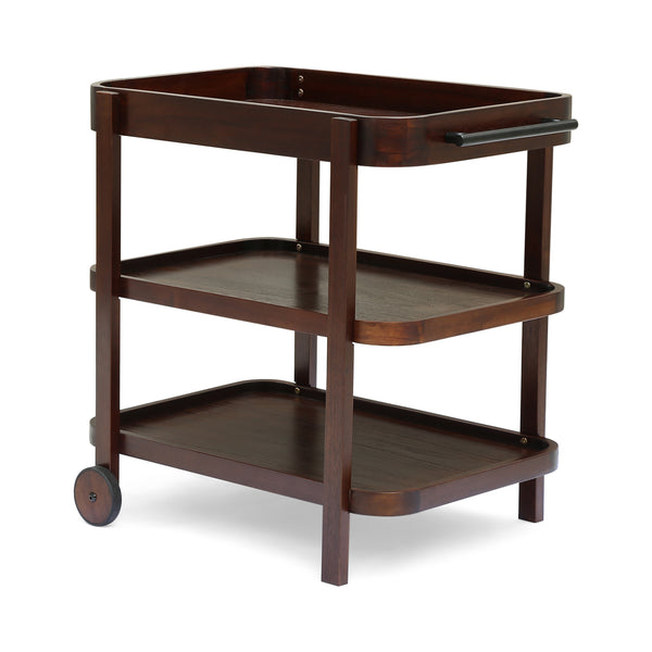 gdf studio Bartlet Indoor/Outdoor Acacia Wood 3 Tiered Bar Cart Brown Mahogany