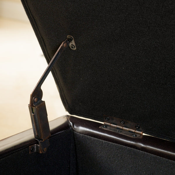 Gdf Studio Barton Tufted Espresso Leather Storage Ottoman