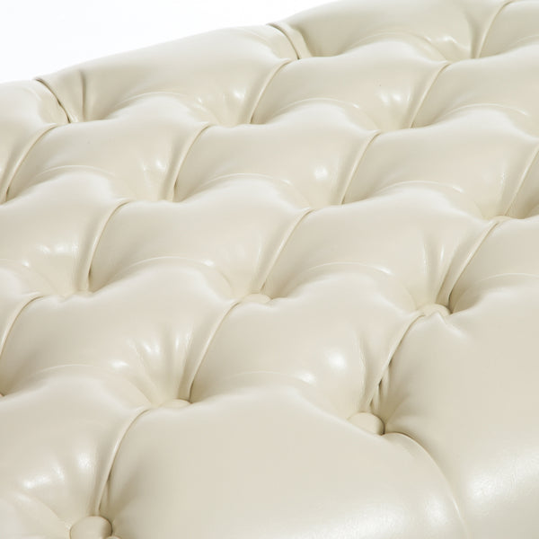 Gdf Studio Barton Tufted Ivory Leather Storage Ottoman