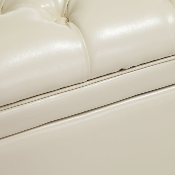 Gdf Studio Barton Tufted Ivory Leather Storage Ottoman