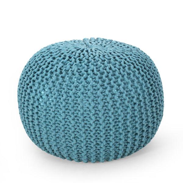 Gdf Studio Barwick Modern Knitted Cotton Round Pouf