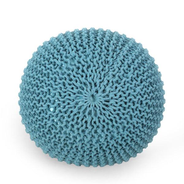Gdf Studio Barwick Modern Knitted Cotton Round Pouf
