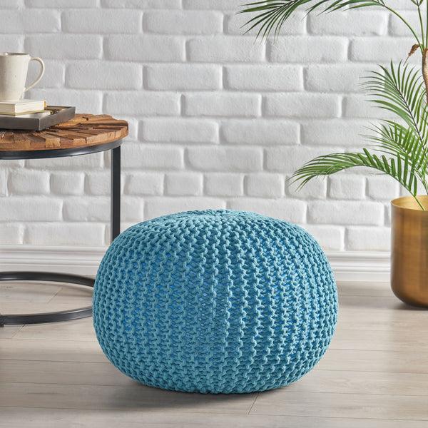 gdf studio Barwick Modern Knitted Cotton Round Pouf
