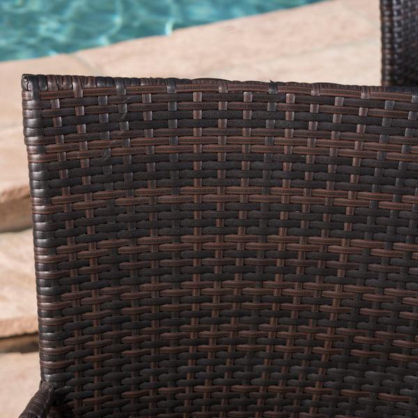 Gdf Studio Basil Outdoor 7 Piece Wicker Hexagon Dining Set With Stacking Chairs