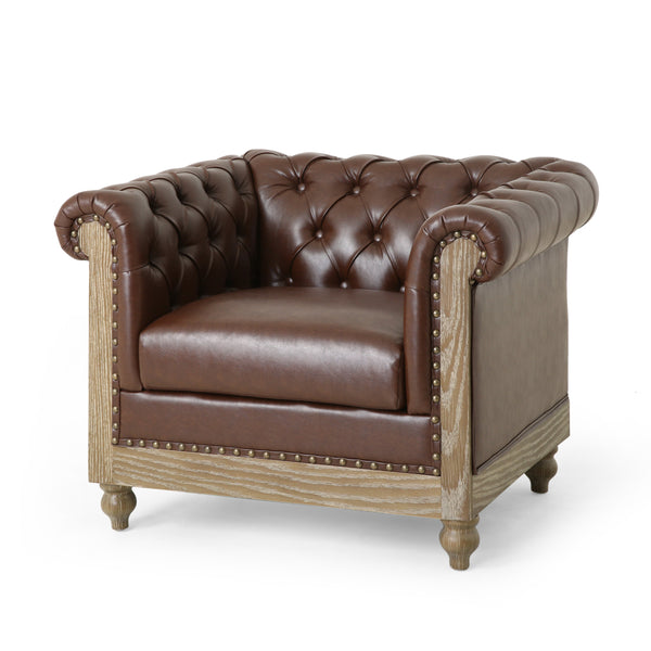 Gdf Studio Batavia Chesterfield Tufted Club Chair With Nailhead Trim