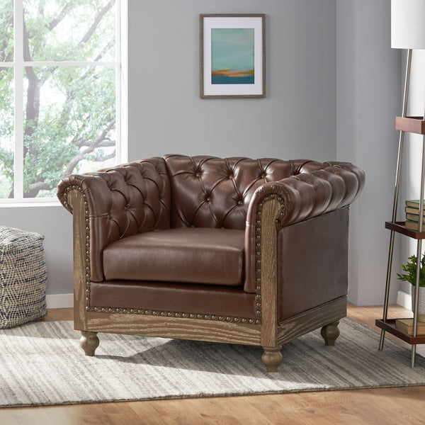 gdf studio Batavia Chesterfield Tufted Club Chair with Nailhead Trim