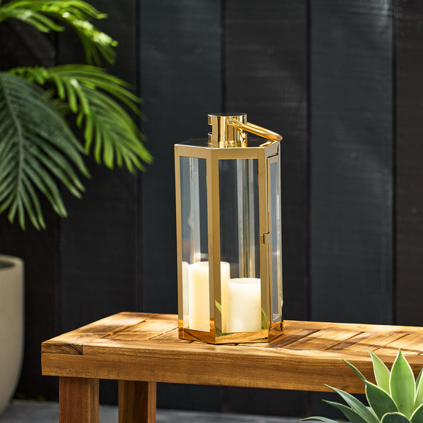 gdf studio Baton Outdoor 16" Modern Stainless Steel Lantern