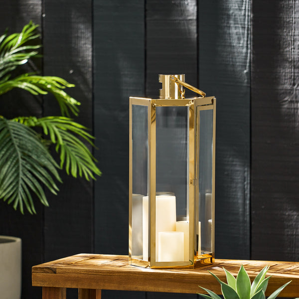 gdf studio Baton Outdoor 23" Modern Stainless Steel Lantern