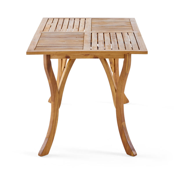 Gdf Studio Bauer Outdoor 6-Seater Rectangular Acacia Wood Dining Set