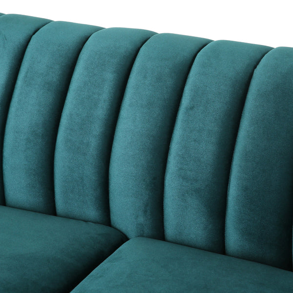 Gdf Studio Bauman Modern Glam Channel Stitch Loveseat With Nailhead Trim