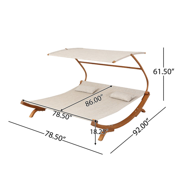 Gdf Studio Bayard Outdoor Off-White Sunbed With Adjustable Canopy