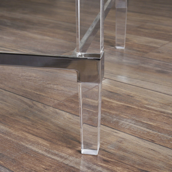 Gdf Studio Bayor Modern Tempered Glass Coffee Table With Acrylic And Iron Accents