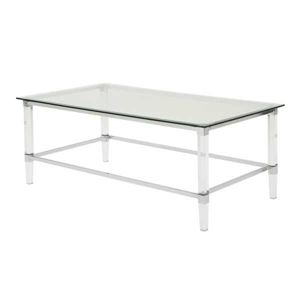 gdf studio Bayor Modern Tempered Glass Coffee Table with Acrylic and Iron Accents