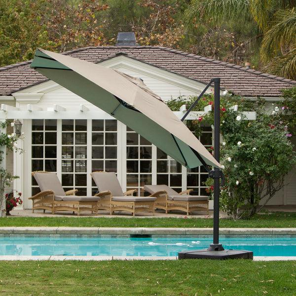 Gdf Studio Bayside Outdoor 9.8 Foot Umbrella With Stand & Base