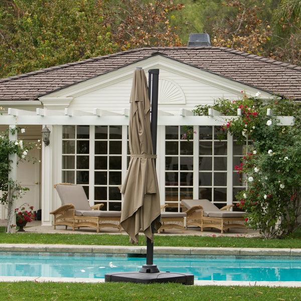 Gdf Studio Bayside Outdoor 9.8 Foot Umbrella With Stand & Base